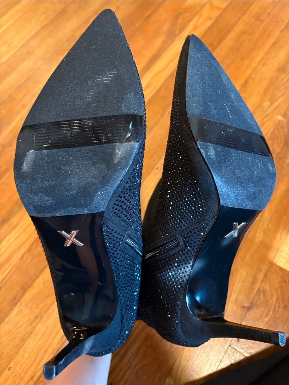 Express Black Rhinestone Pointed Toe Booties - Picture 5 of 5